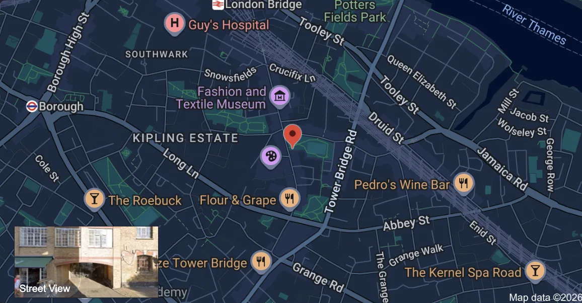 Map showing 7 Hatchers Mews, London SE1 3GS