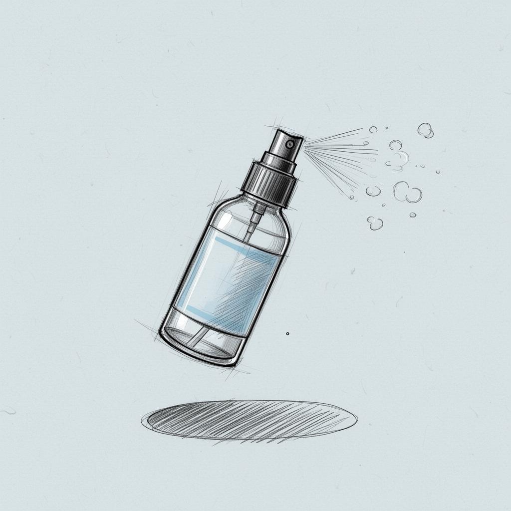 Sketch of a hair loss treatment spray bottle